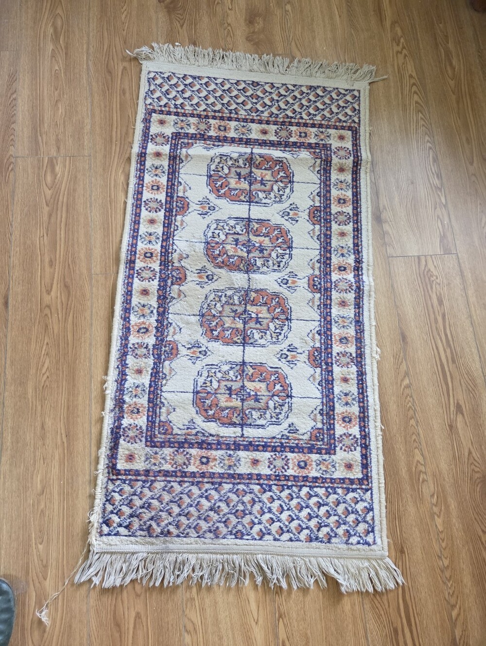 Vintage Hand-Knotted Wool Runner Rug - 2' x 4' Tribal Medallion Boho